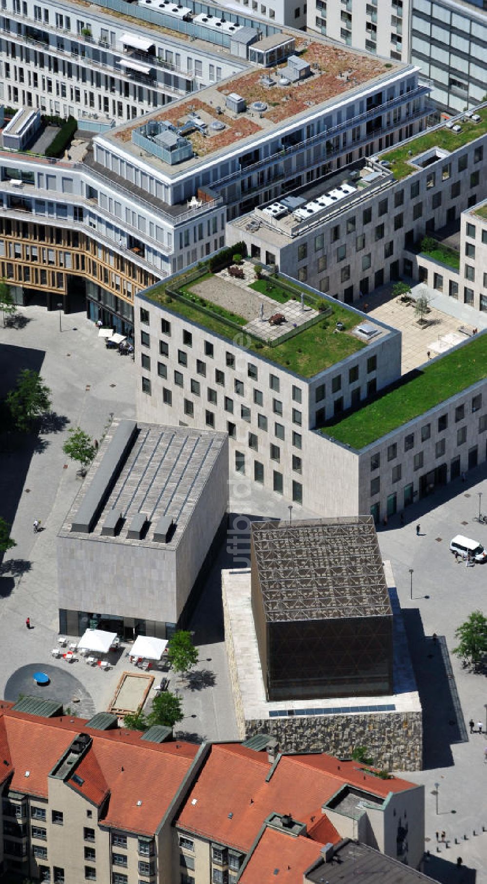 München von oben - Jüdische Zentrum Jakobsplatz in München / Bayern