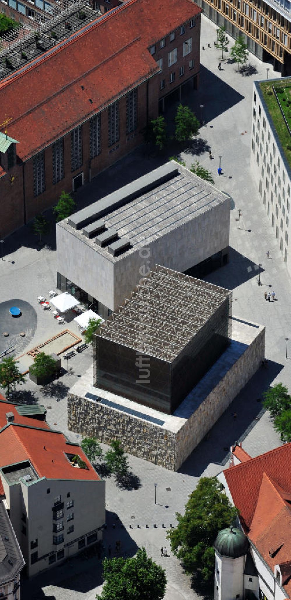 München von oben - Jüdische Zentrum Jakobsplatz in München / Bayern