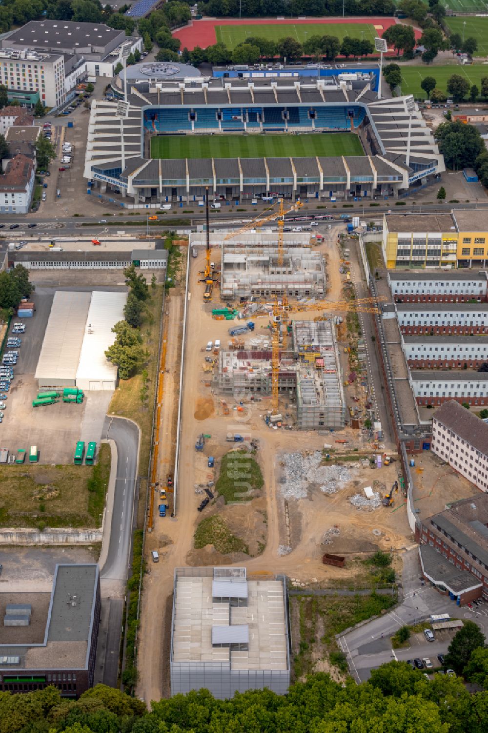 Luftaufnahme Bochum - Justizvollzugsanstalt JVA in Bochum im Bundesland Nordrhein-Westfalen, Deutschland