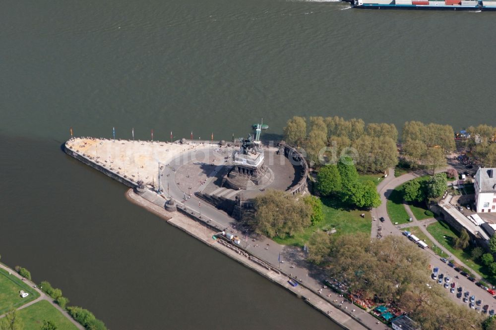 Luftaufnahme Koblenz - Kaiser- Wilhelm- I.- Denkmal in Koblenz im Bundesland Rheinland-Pfalz