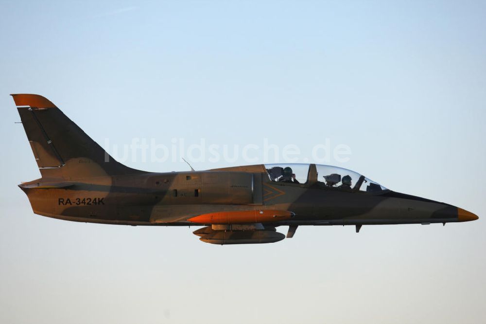 Bitburg von oben - Kampfjet Aero L-39 Albatros auf dem Flugplatz Bitburg