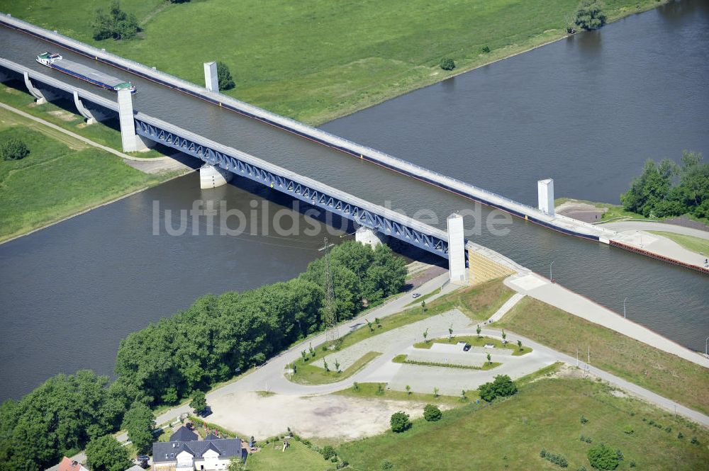 Luftaufnahme Hohenwarthe - Kanalbrücke Hohenwarthe am Wasserstraßenkreuz Magdeburg