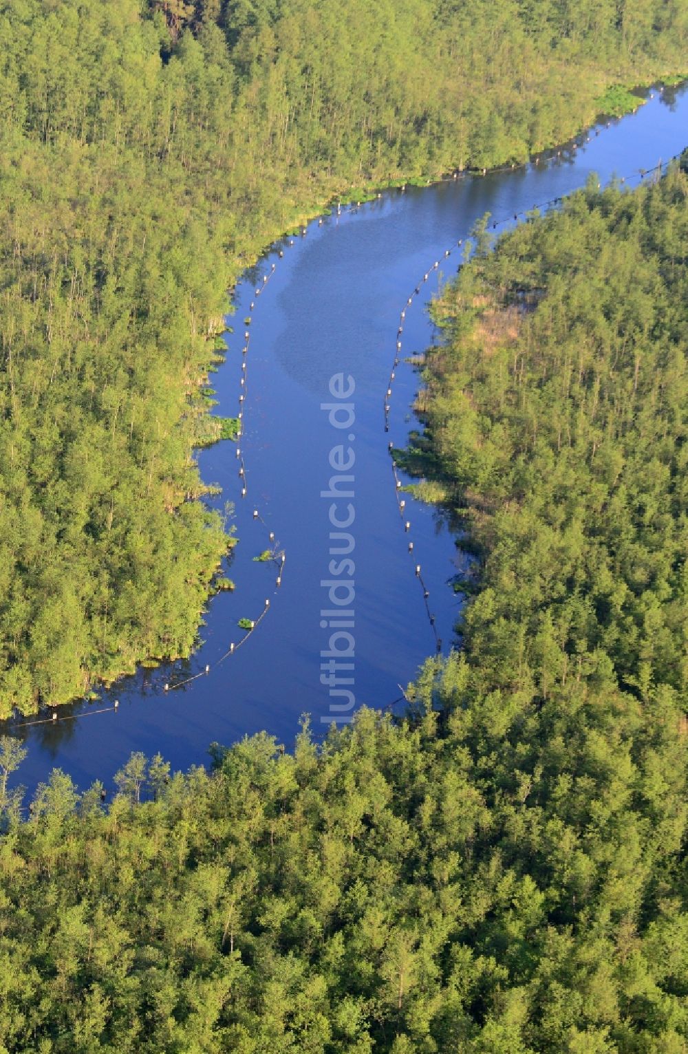 Zippelsförde von oben - Kanalverlauf und Uferbereiche der Rhin in Zippelsförde im Bundesland Brandenburg