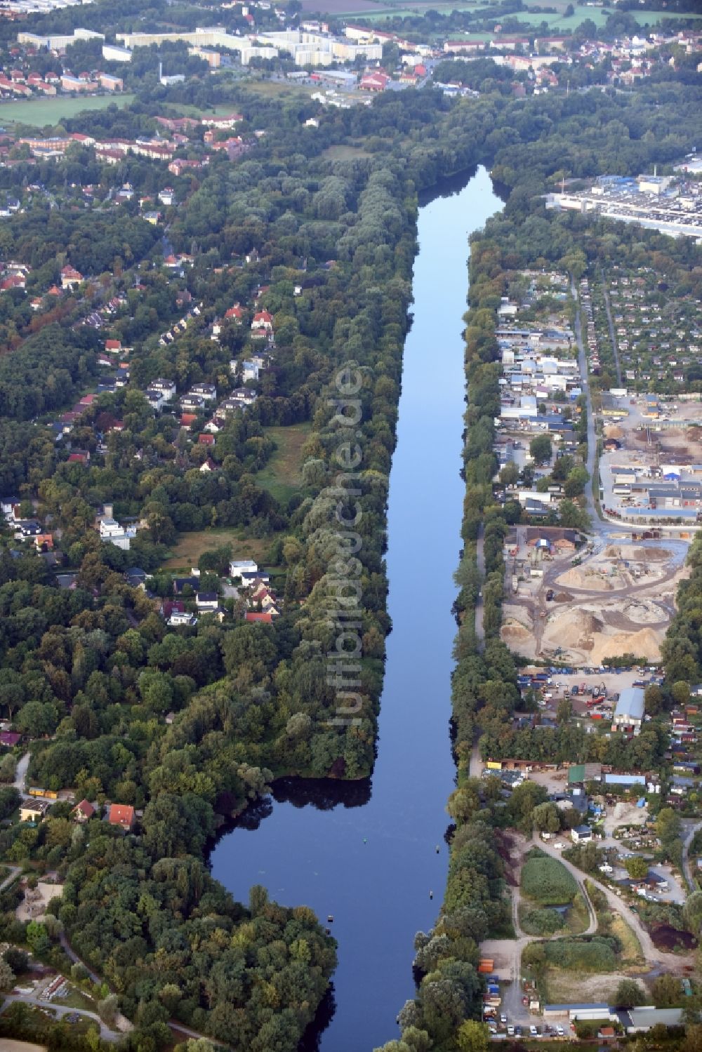 Luftbild Teltow - Kanalverlauf und Uferbereiche des Teltowkanals in Teltow im Bundesland Brandenburg