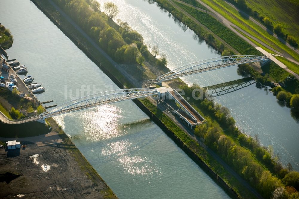 Hamm aus der Vogelperspektive: Kanalverlauf und Uferbereiche der Wasserstraße der Binnenschiffahrt entlang der Lippe in Hamm im Bundesland Nordrhein-Westfalen