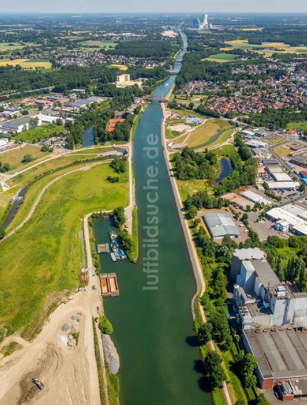 Luftbild Castrop-Rauxel - Kanalverlauf und Uferbereiche der Wasserstraße der Binnenschiffahrt am Kanalknoten Rhein-Herne-Kanal - Emscherdüker in Castrop-Rauxel im Bundesland Nordrhein-Westfalen, Deutschland