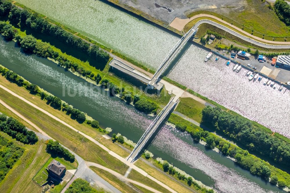 Hamm aus der Vogelperspektive: Kanalverlauf und Uferbereiche der Wasserstraße der Binnenschiffahrt der Lippe in Hamm im Bundesland Nordrhein-Westfalen - NRW, Deutschland