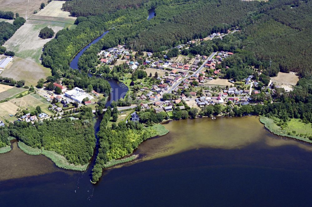 Luftbild Heidesee - Kanalverlauf und Uferbereiche der Wasserstraße der Binnenschiffahrt Storkower Kanal im Ortsteil Wolzig in Heidesee im Bundesland Brandenburg, Deutschland