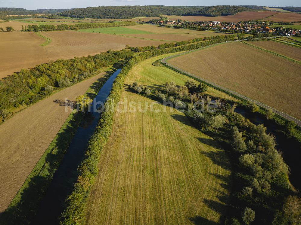 Luftbild Wendelstein - Kanalverlauf und Uferbereiche der Wasserstraße der Binnenschiffahrt der Unstrut in Wendelstein im Bundesland Sachsen-Anhalt, Deutschland