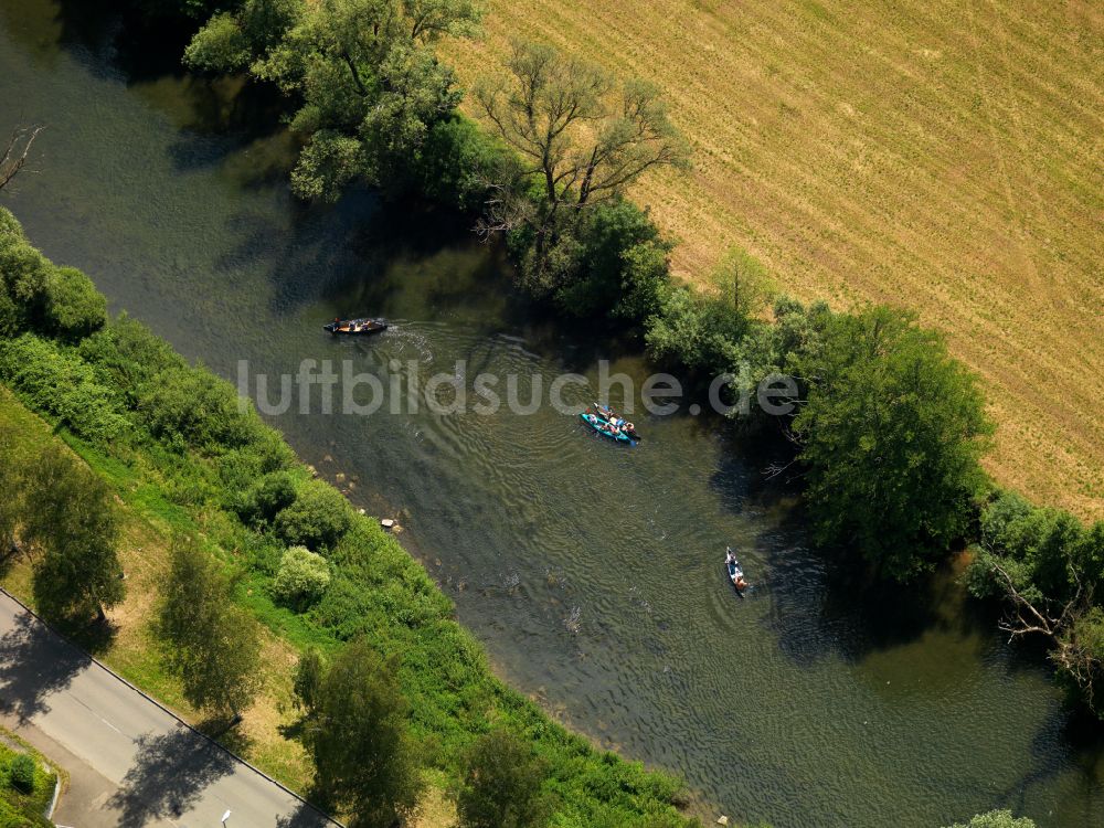 Luftbild Bieringen - Kanuten - Fahrt und Ausbildung auf dem Neckar in Bieringen im Bundesland Baden-Württemberg, Deutschland