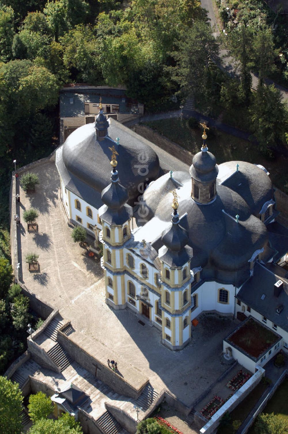 Würzburg aus der Vogelperspektive: Kapuzinerkoster Käppele in Würzburg Bayern