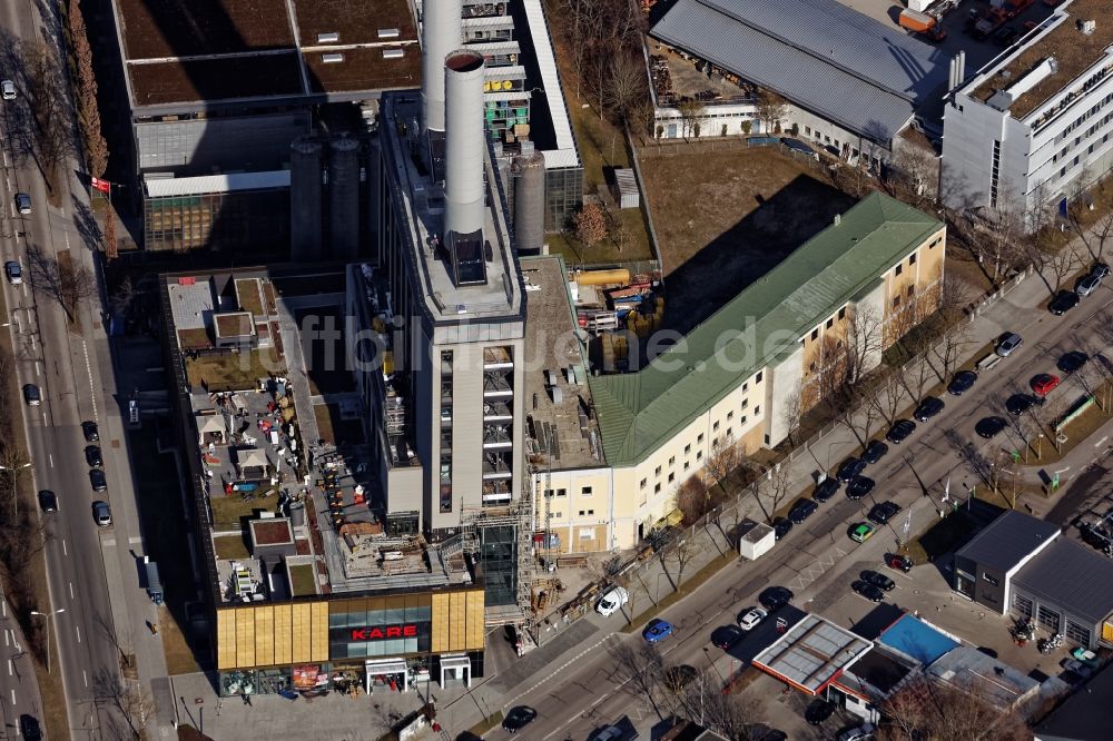 München aus der Vogelperspektive: KARE Möbelhaus im Kraftwerk in der Drygalski-Allee in München im Bundesland Bayern