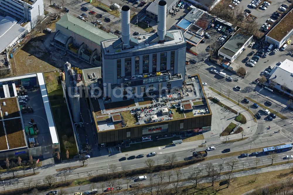 Luftbild München - KARE Möbelhaus im Kraftwerk in der Drygalski-Allee in München im Bundesland Bayern