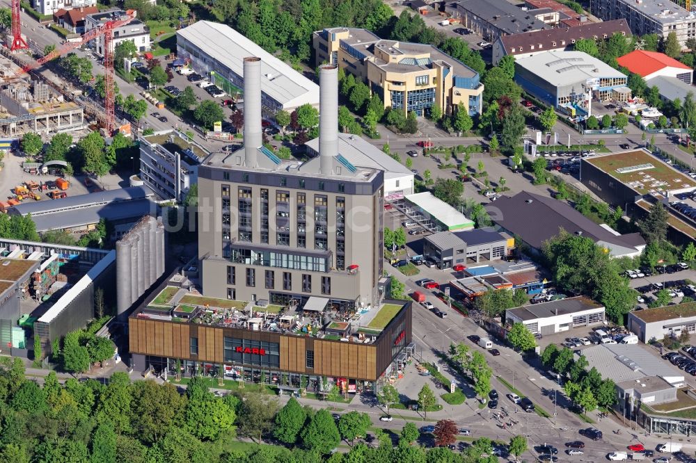 Luftbild München - KARE Möbelhaus im Kraftwerk in der Drygalski-Allee in München im Bundesland Bayern