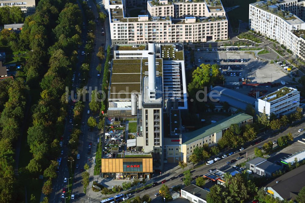 Luftbild München - KARE Möbelhaus im Kraftwerk in der Drygalski-Allee in München im Bundesland Bayern