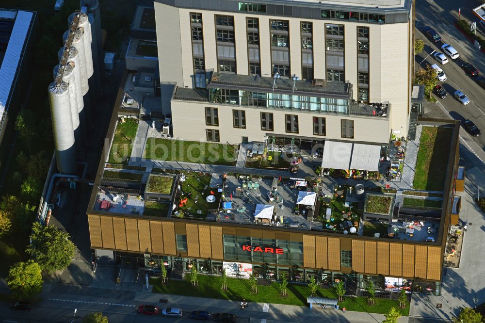 München von oben - KARE Möbelhaus im Kraftwerk in der Drygalski-Allee in München im Bundesland Bayern