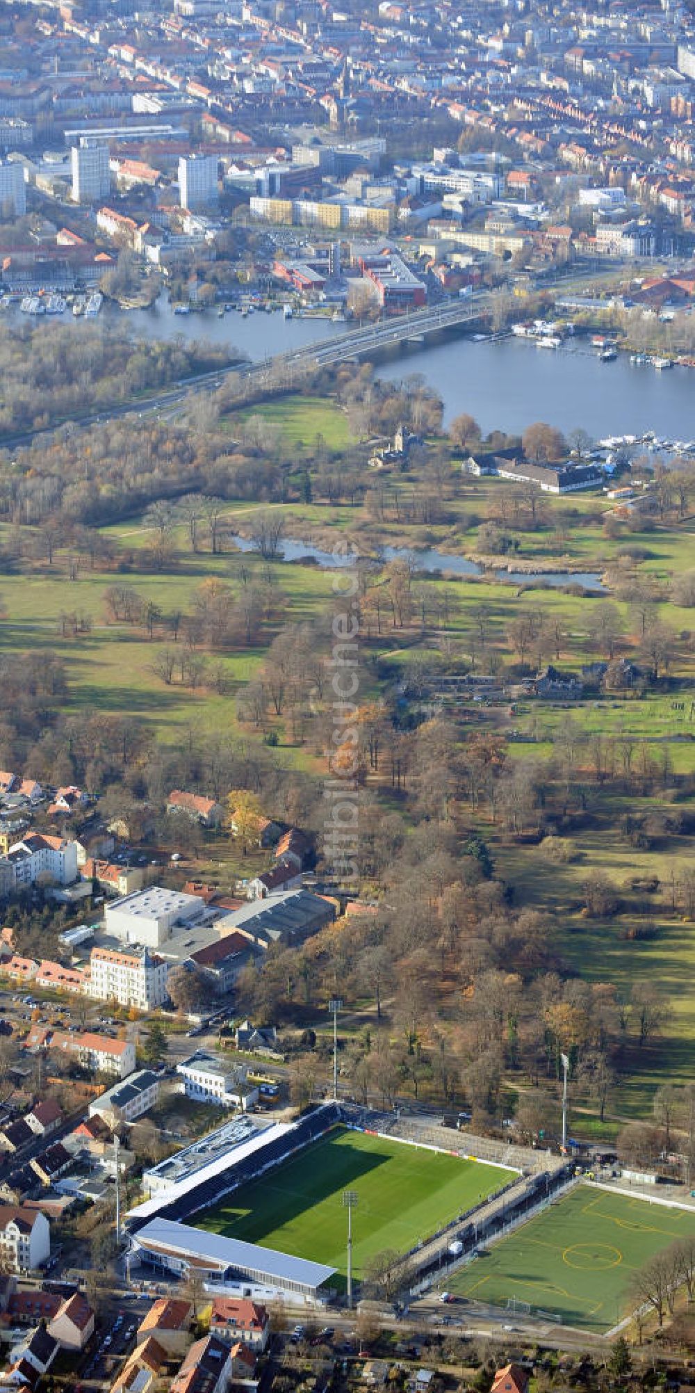 Luftaufnahme Potsdam Babelsberg - Karl-Liebknecht-Stadion in Potsdam-Babelsberg