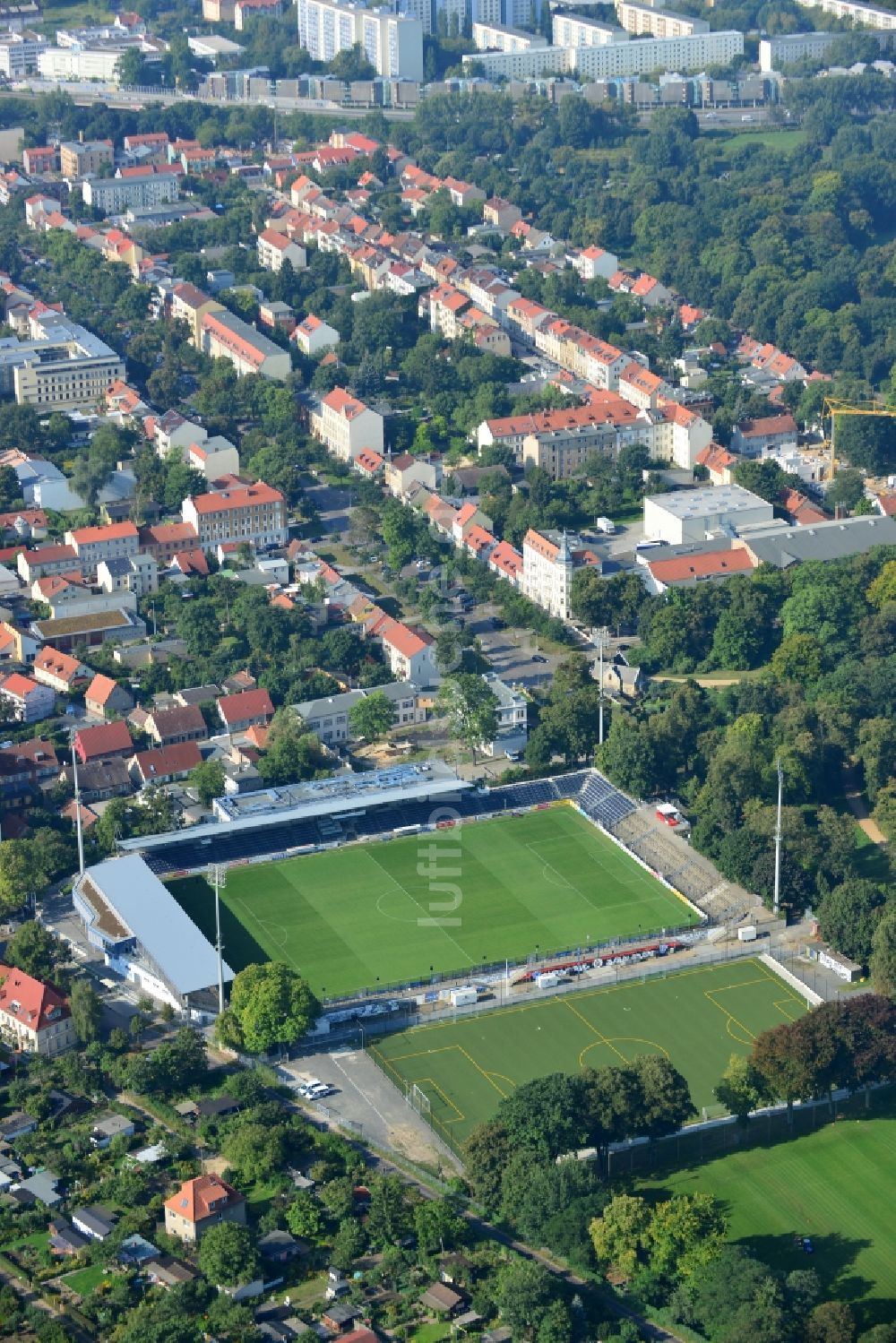 Potsdam von oben - Karl-Liebknecht- Stadion in Potsdam- Babelsberg im Bundesland Brandenburg