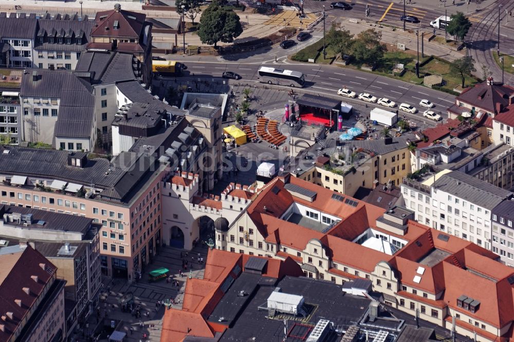 Luftaufnahme München - Karlsplatz - Stachus in der Innenstadt von München im Bundesland Bayern