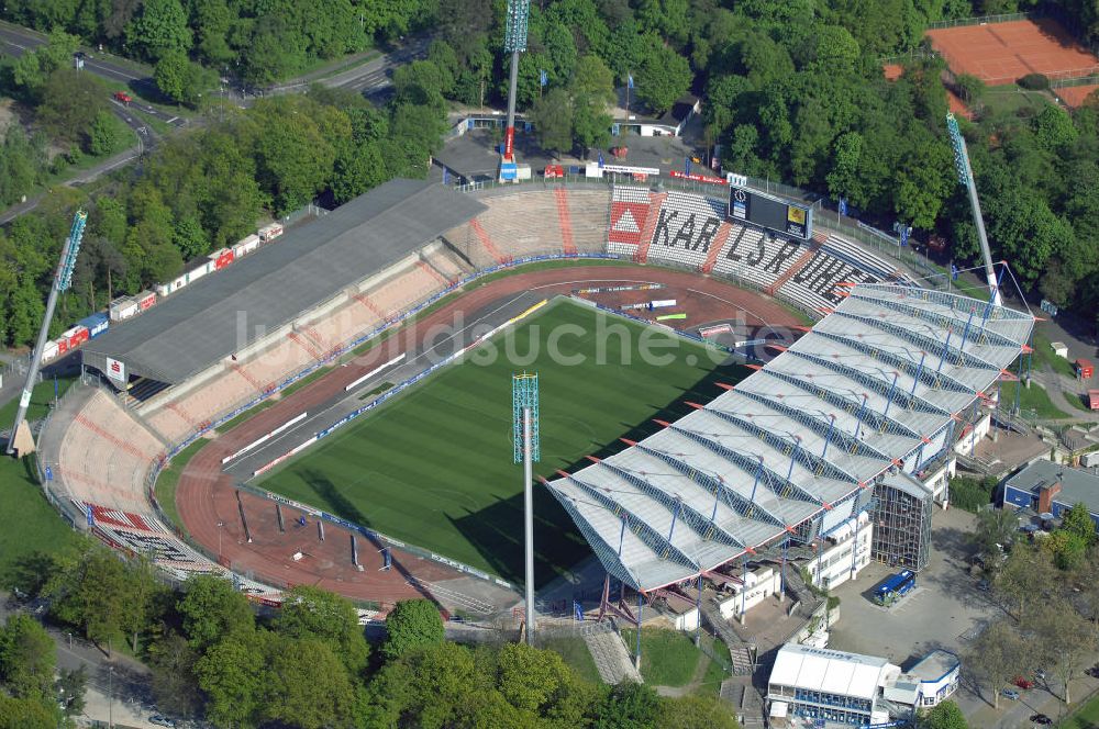 Karlsruhe aus der Vogelperspektive: Karlsruher Wildparkstadion