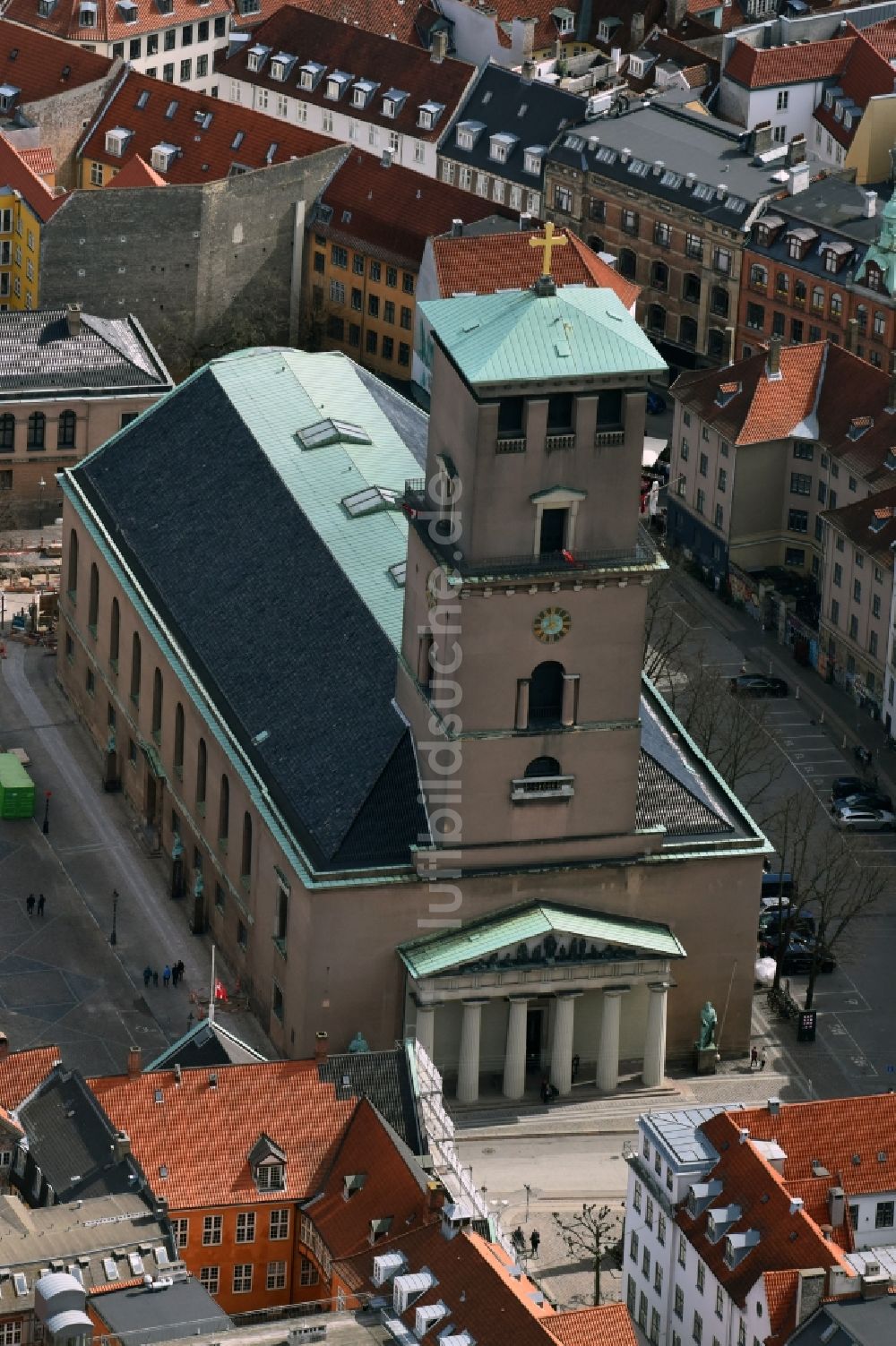 Luftaufnahme Kopenhagen - Kathedrale Copenhagen - Cathedral For Frue Kirke in Kopenhagen in Region Hovedstaden, Dänemark