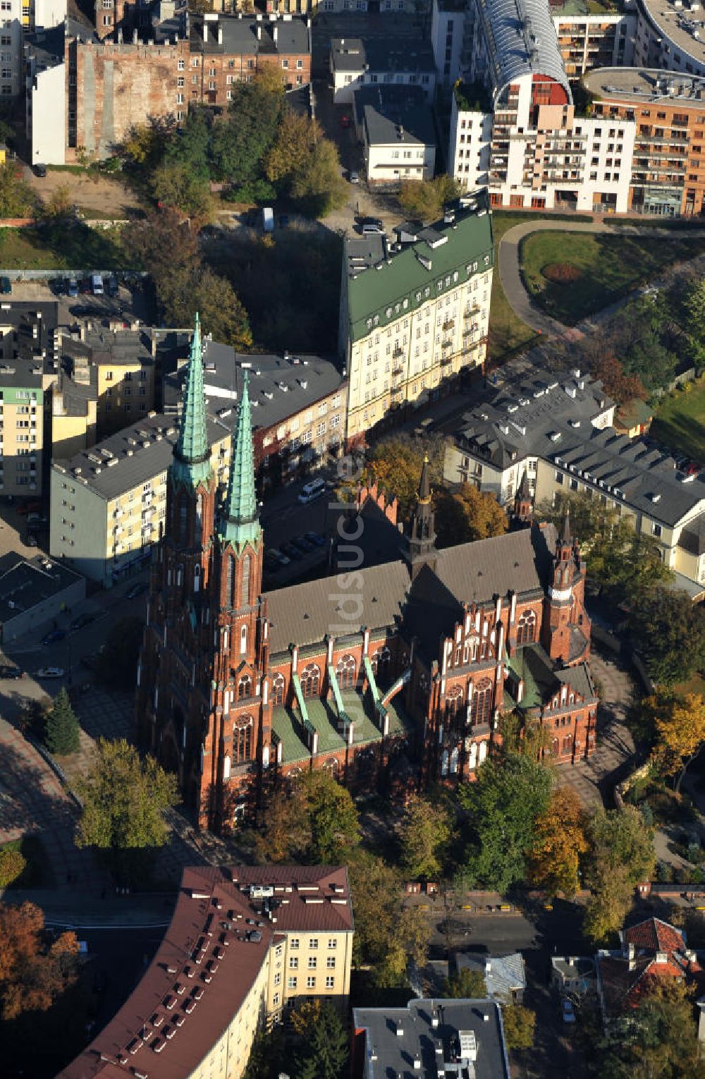 Waschau / Warszawa / Warsaw aus der Vogelperspektive: Kathedrale des Erzengels Michael und des St. Florian des Märtyrers