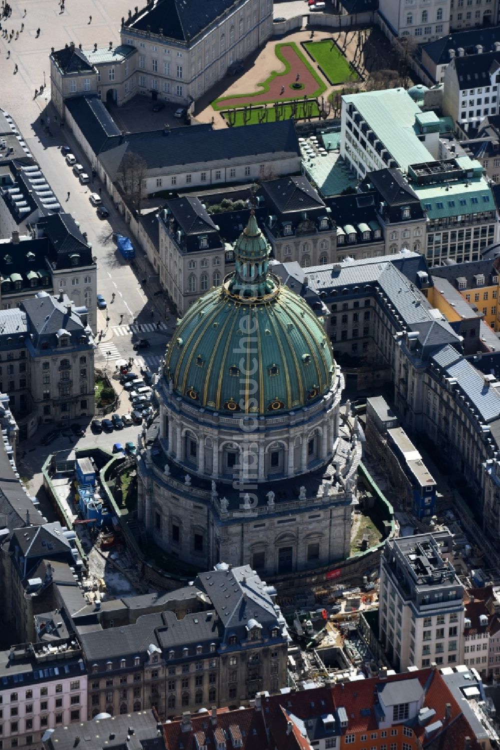 Kopenhagen aus der Vogelperspektive: Kathedrale Frederiks Kirke an der Frederiksgade in Kopenhagen in Region Hovedstaden, Dänemark