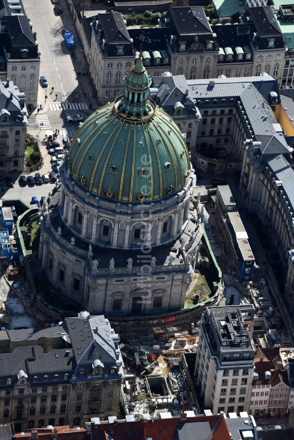 Kopenhagen aus der Vogelperspektive: Kathedrale Frederiks Kirke an der Frederiksgade in Kopenhagen in Region Hovedstaden, Dänemark