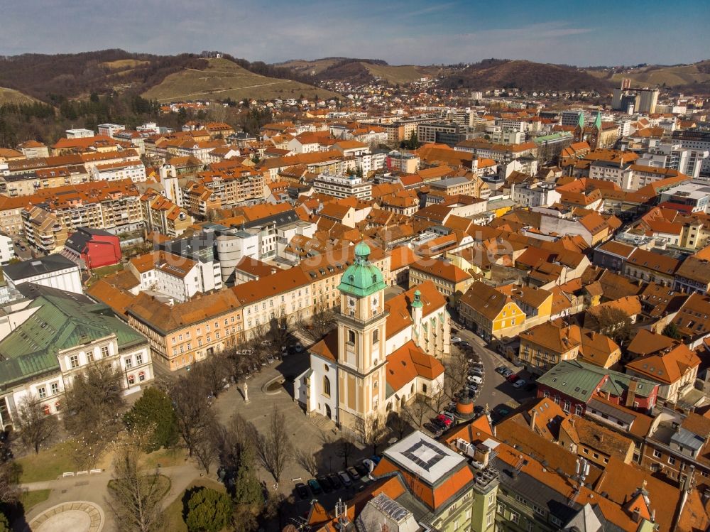 Luftbild Maribor - Kathedrale von Maribor in Maribor in Upravna enota Maribor, Slowenien