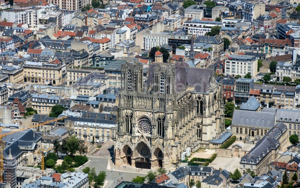 Luftbild Reims - Kathedrale Notre Dame in Reims in Grand Est, Frankreich