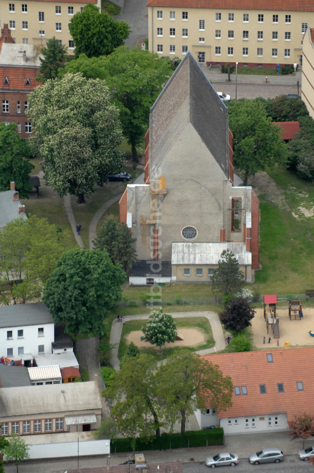 Luftaufnahme Rathenow - Katholische Kirche Sankt Georg in Rathenow