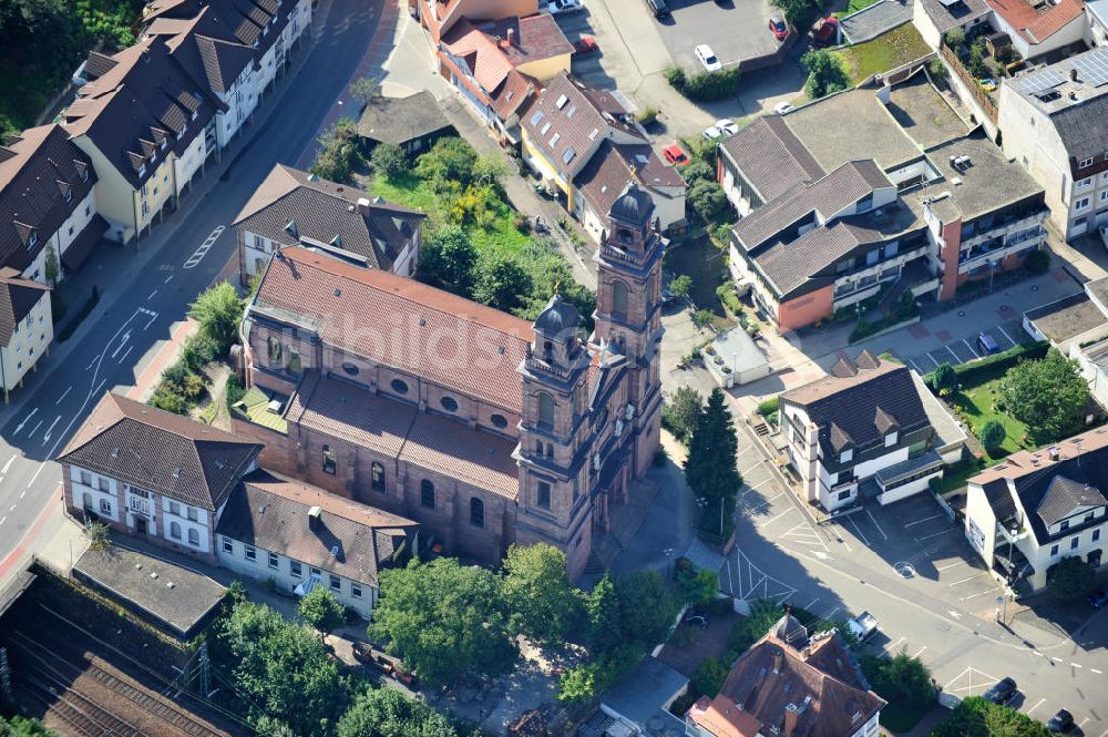 Luftbild EBERBACH - Katholische Pfarrkirche in Eberbach in Baden-Württemberg