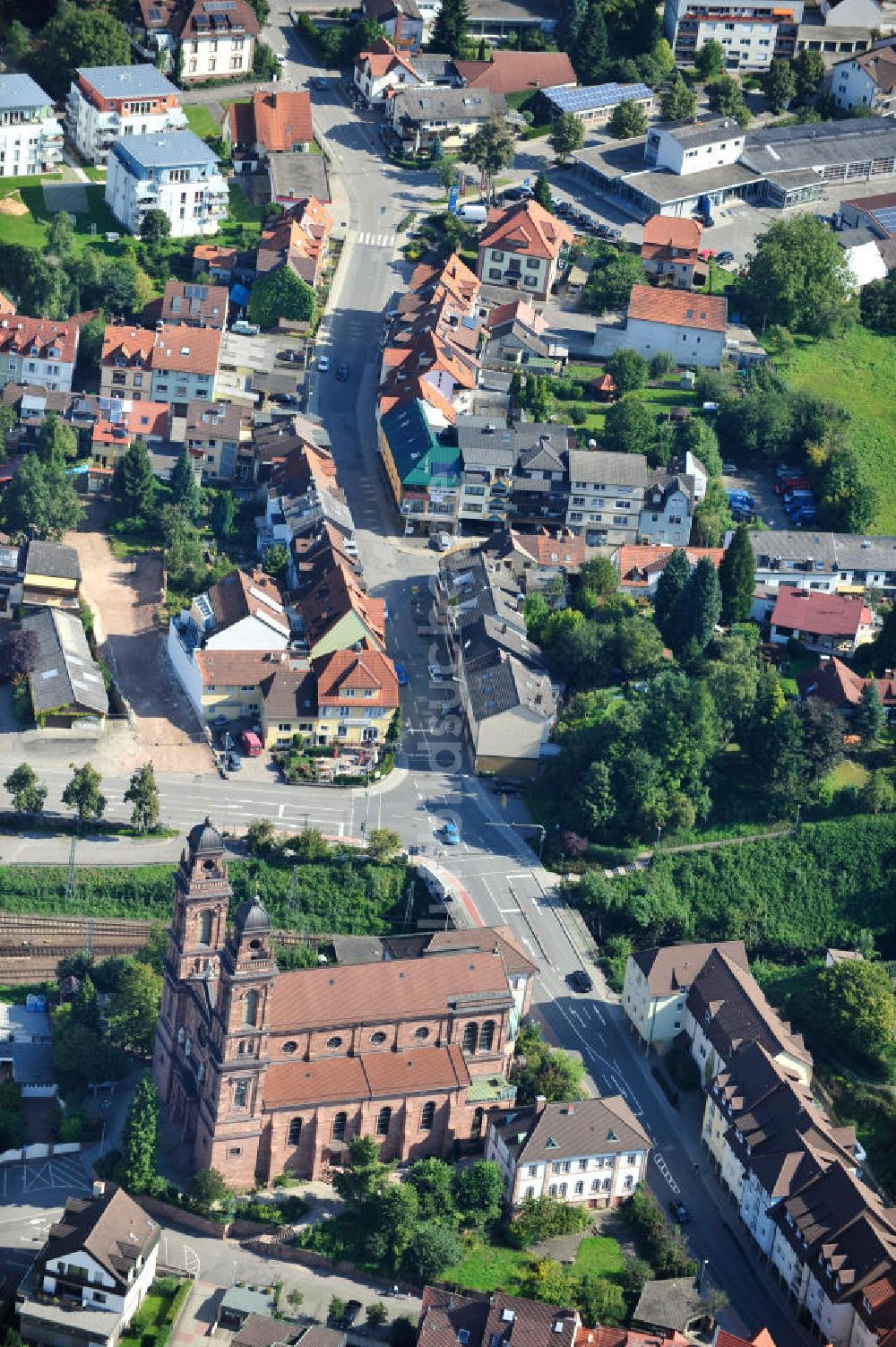 Luftbild EBERBACH - Katholische Pfarrkirche in Eberbach in Baden-Württemberg