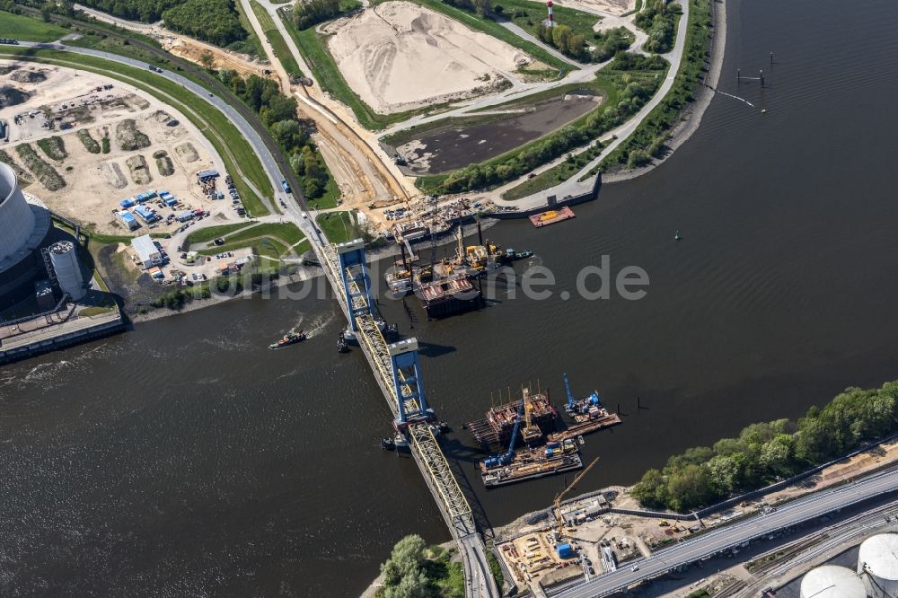 Luftaufnahme Hamburg - Kattwyk- Brücke mit Neubau über der Süderelbe in Hamburg