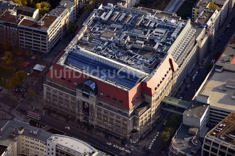 Berlin von oben - Kaufhaus des Westens ( KaDeWe ) in der Tauentzienstraße am Wittenbergplatz in Berlin-Schöneberg