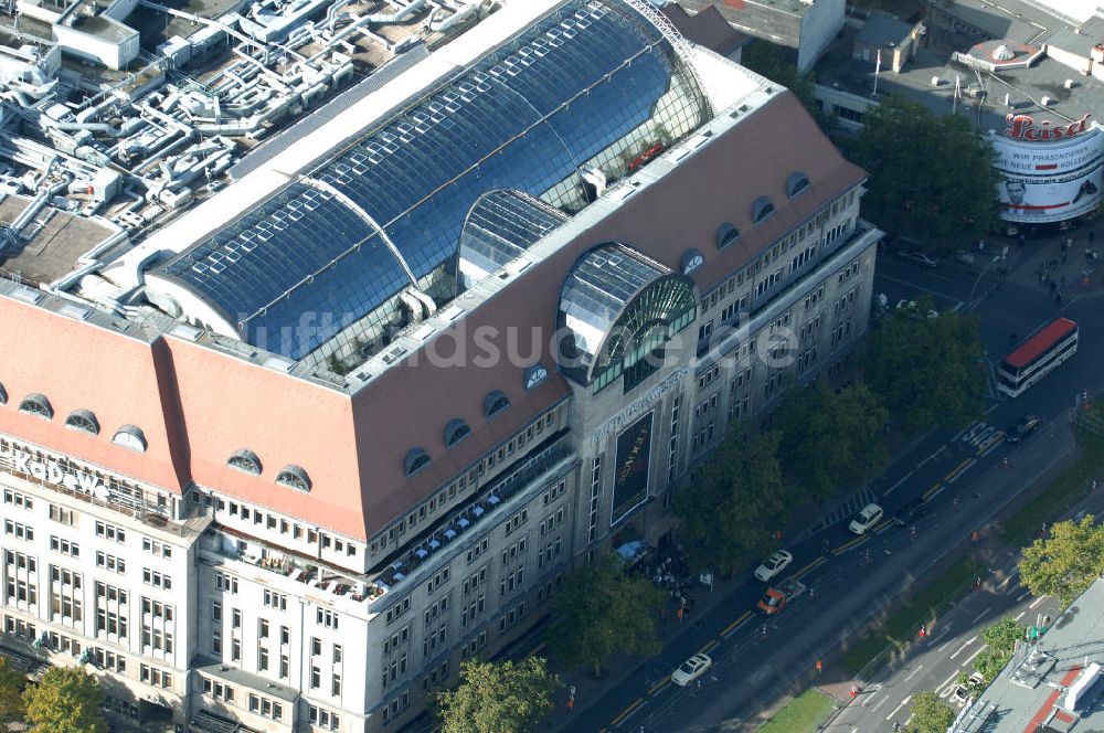 Luftbild Berlin - Kaufhaus des Westens am Wittenbergplatz in Berlin - Charlottenburg