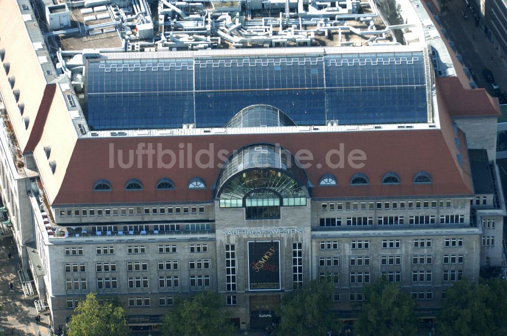 Berlin aus der Vogelperspektive: Kaufhaus des Westens am Wittenbergplatz in Berlin - Charlottenburg