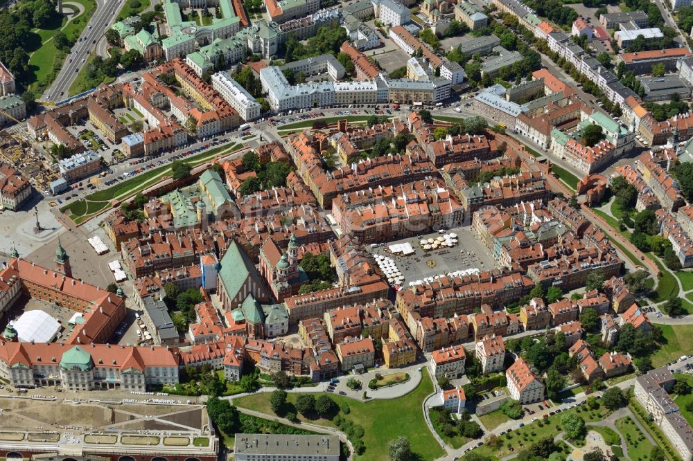 Warschau von oben - Kern- Zentrum der historischen Warschauer Altstadt der Hauptstadt Warschau in Polen