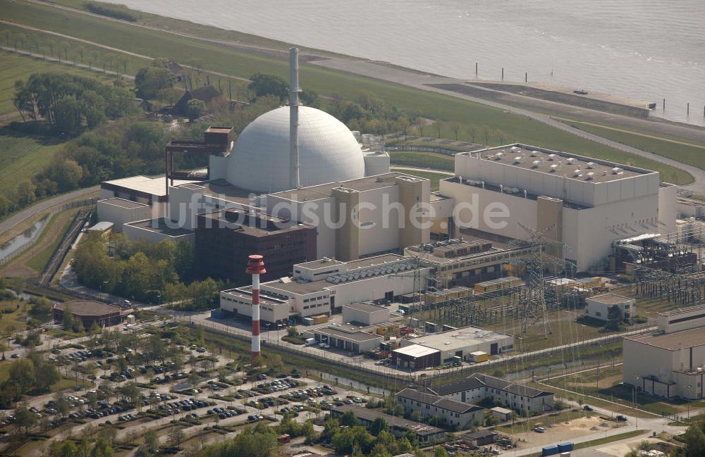 Brokdorf aus der Vogelperspektive: Kernkraftwerk Brokdorf in Schleswig Holstein