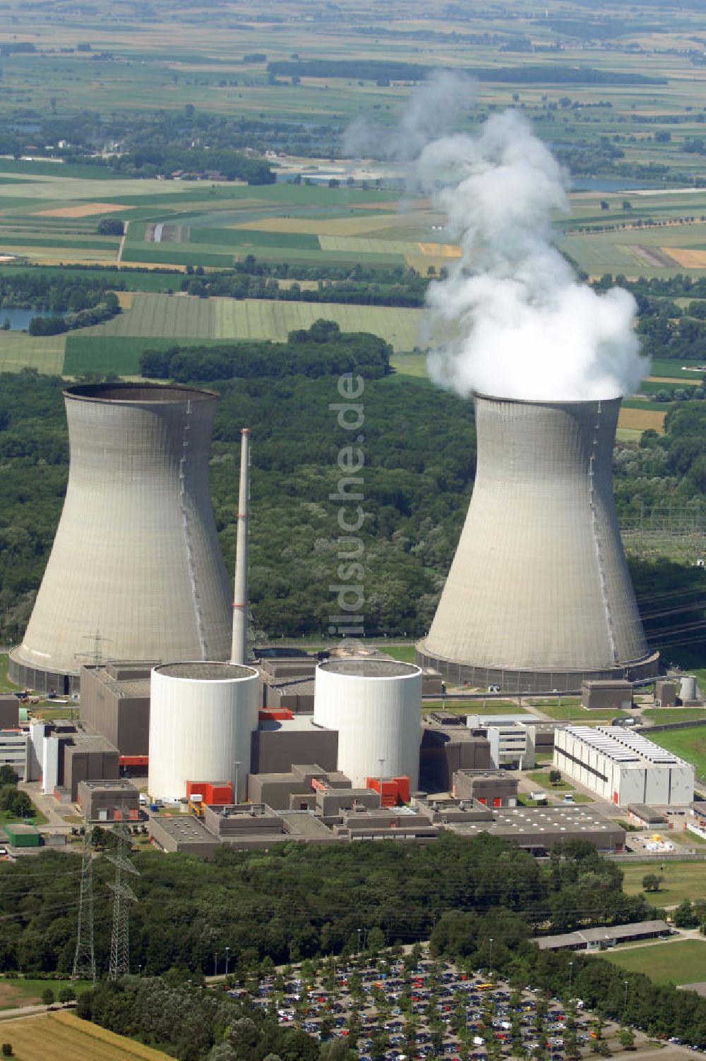 Gundremmingen von oben - Kernkraftwerk Gundremmingen in Bayern