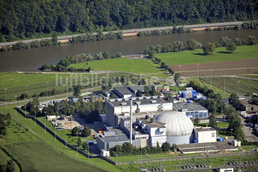 Obrigheim aus der Vogelperspektive: Kernkraftwerk Obrigheim