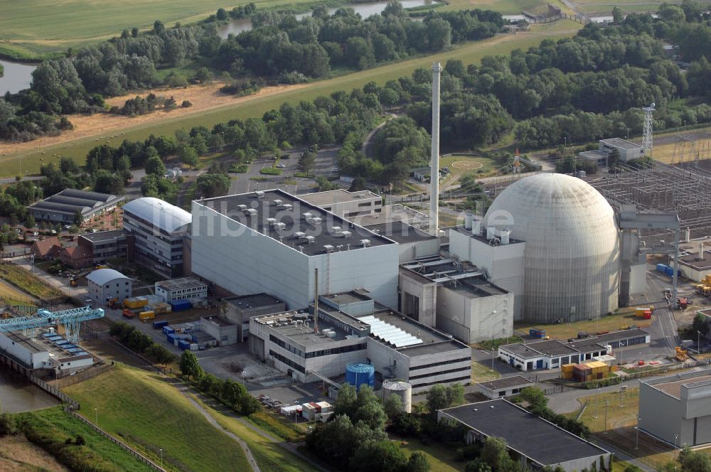 Nordenham von oben - Kernkraftwerk Unterweser (KKU - auch bekannt als KKW Esenshamm und KKW Kleinensiel)