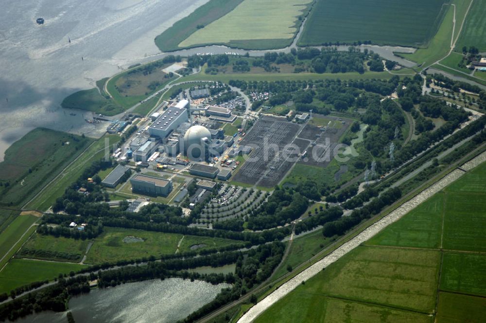 Luftaufnahme Nordenham - Kernkraftwerk Unterweser (KKU - auch bekannt als KKW Esenshamm und KKW Kleinensiel)