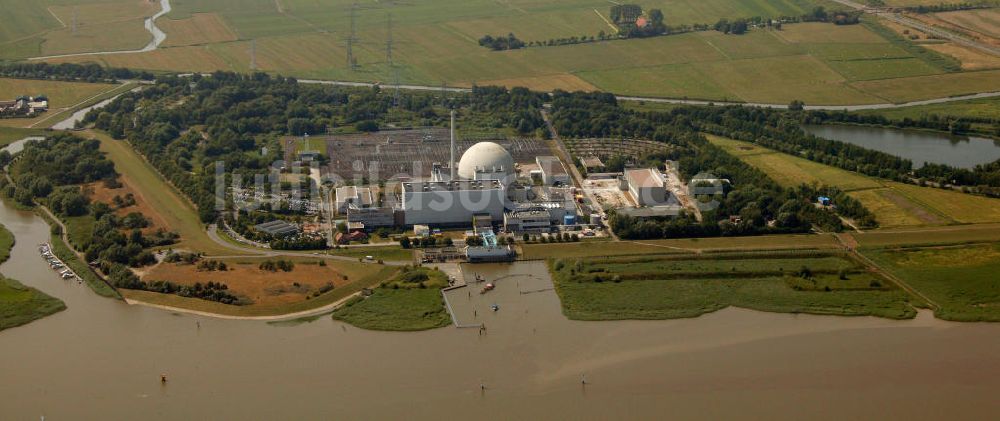 Stadland von oben - Kernkraftwerk Unterweser / Niedersachsen