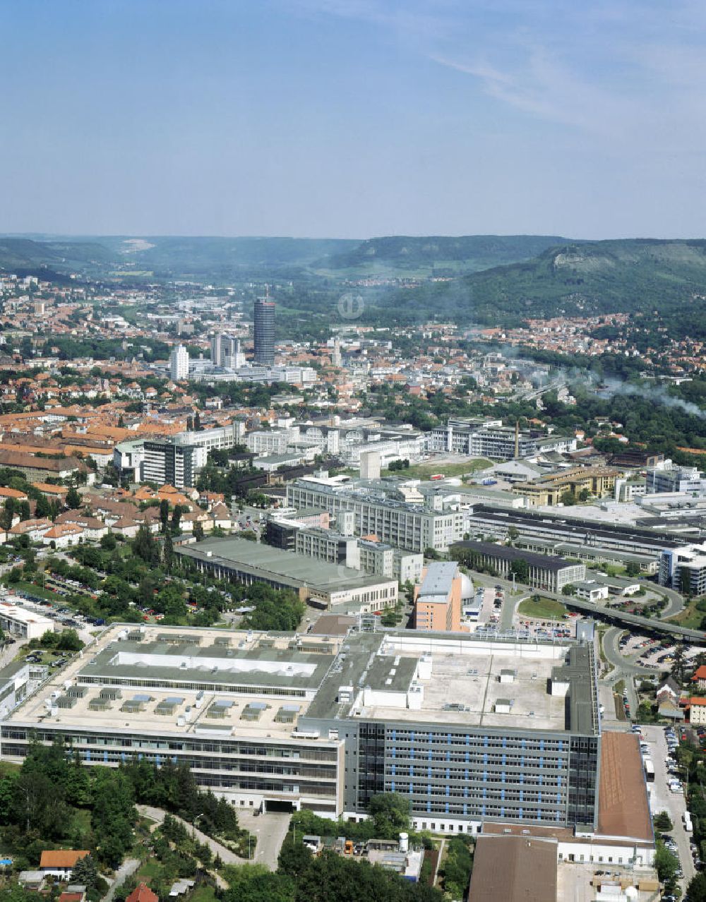 Jena von oben - Kernstandort von ZEISS-JENA