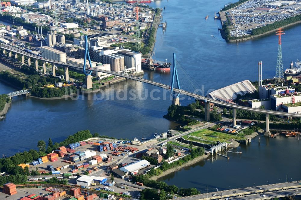 Hamburg von oben - Köhlbrandbrücke über dem Rugenberger Hafen in Hamburg-Mitte / Waltershof