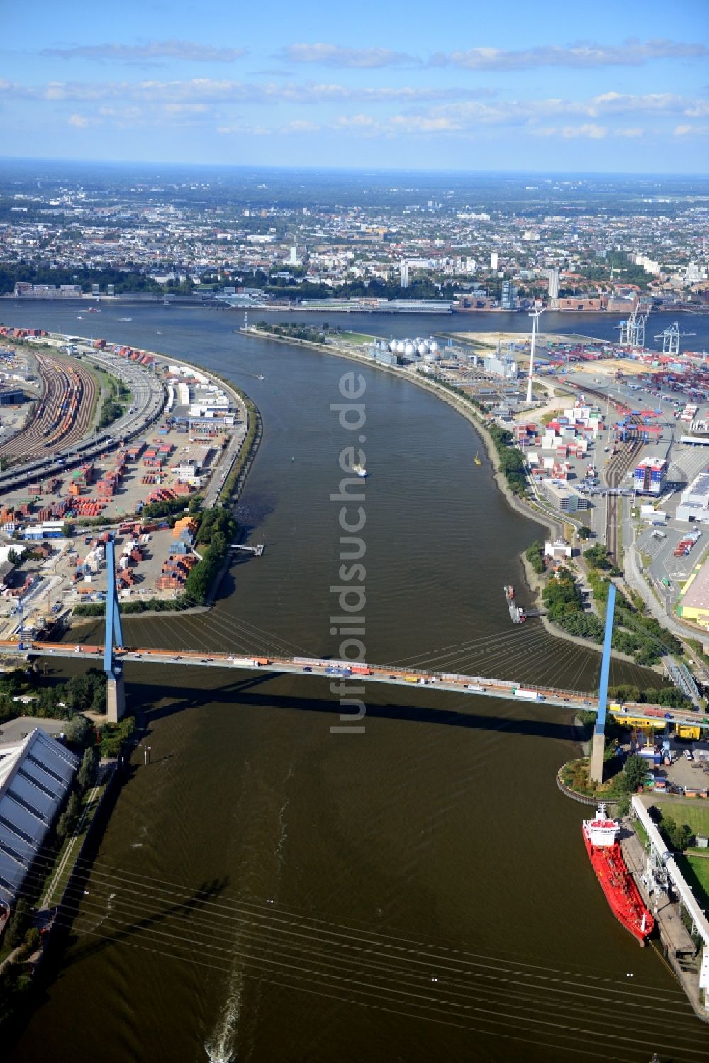 Luftaufnahme Hamburg - Köhlbrandbrücke in Hamburg-Mitte / Waltershof