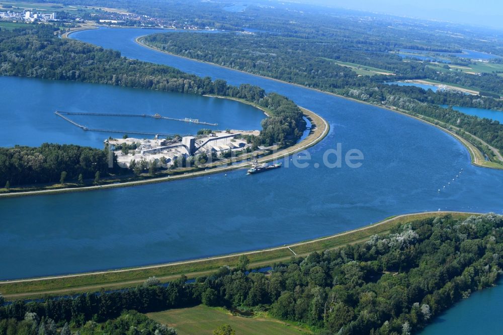 Rheinmünster von oben - Kies- Tagebau Heinrich Krieger in Rheinmünster im Bundesland Baden-Württemberg, Deutschland