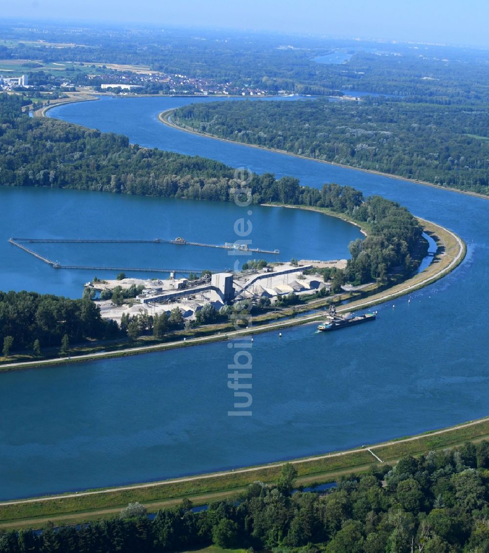 Rheinmünster aus der Vogelperspektive: Kies- Tagebau Heinrich Krieger in Rheinmünster im Bundesland Baden-Württemberg, Deutschland