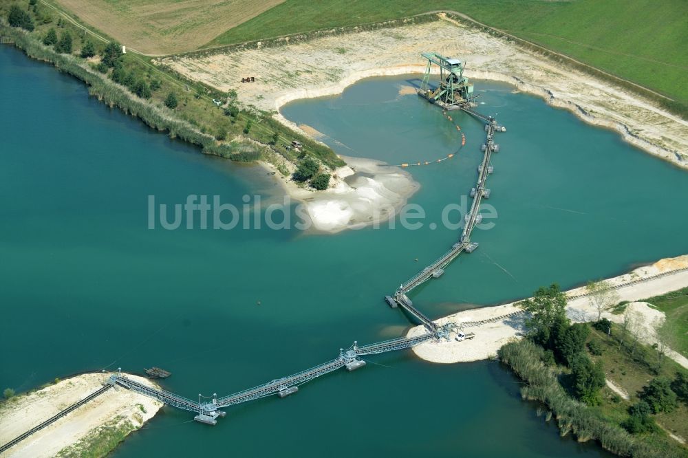 Luftbild Laußig - Kies- Tagebau der Kiesgrube in Laußig im Bundesland Sachsen